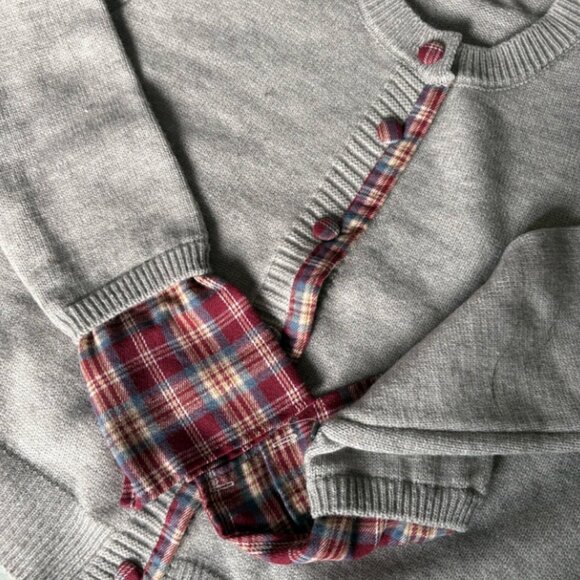 Women's Round Neck Patchwork Sweater, Loose Knit Top for Autumn and Winter - Picture 6 of 6